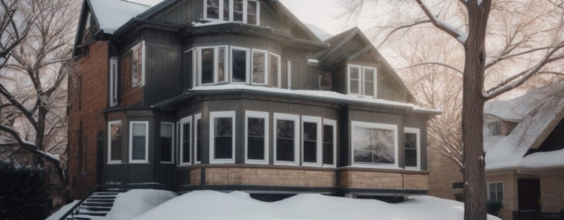 Chicago home with insulated window film during winter