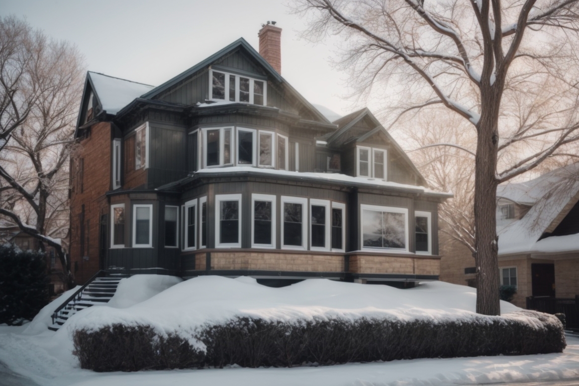 Chicago home with insulated window film during winter