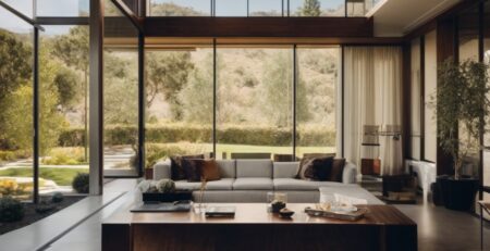 San Jose home interior with opaque windows allowing light