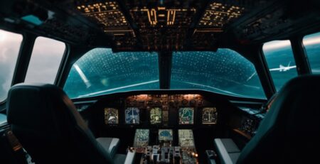 Aircraft cockpit with window film filtering laser beams