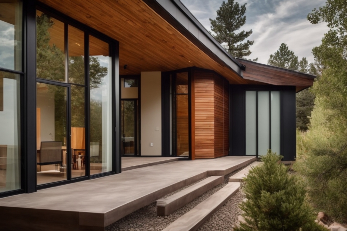 Modern Boulder home exterior with smart window film on glass