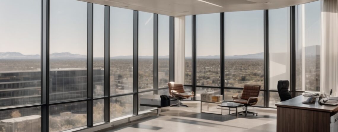 Reno office with anti-glare window film on large windows