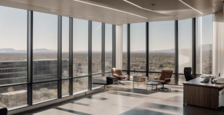Reno office with anti-glare window film on large windows