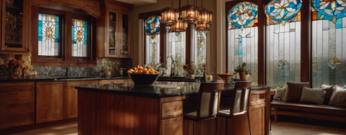 Omaha home interior with stained glass window film