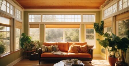 Oakland home interior with UV-protective window film, vibrant furnishings, and sunlight