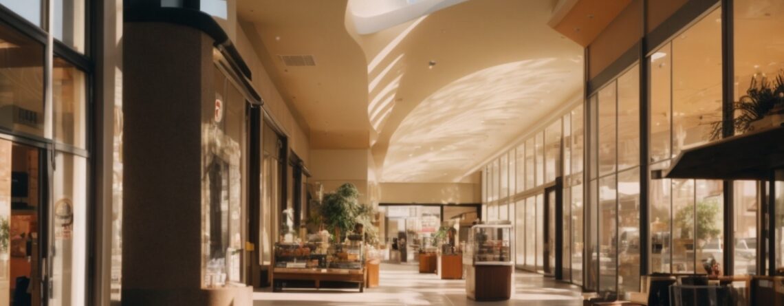 sunlit interior of Phoenix store with opaque windows reducing glare