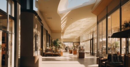 sunlit interior of Phoenix store with opaque windows reducing glare