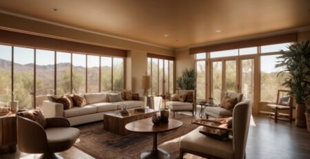 Phoenix home interior with opaque window films, reduced sunlight, and preserved furniture
