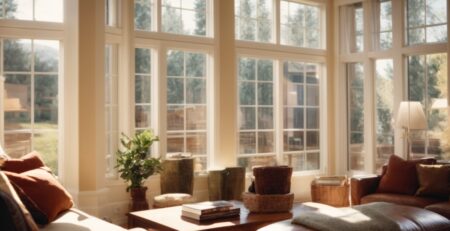 Fort Collins home cozy interior with window film on large windows, sun filtering through