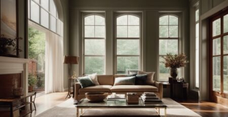 Boston home interior with UV protective window film, cozy furnishings