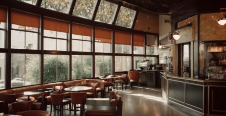 Indianapolis cafe interior with opaque, decorative window films