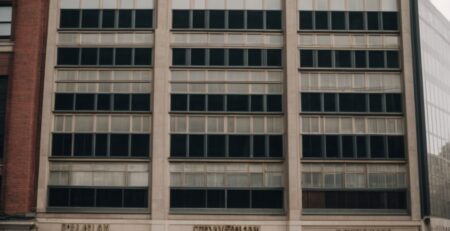 Historic Cleveland building with energy-efficient window film