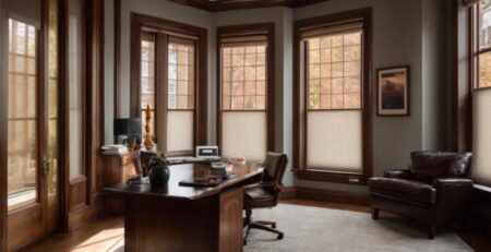 Cincinnati home office with frosted opaque windows for privacy
