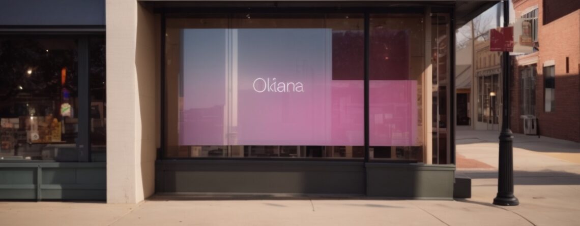 Storefront with projection-optimized window film displaying engaging content in Oklahoma City