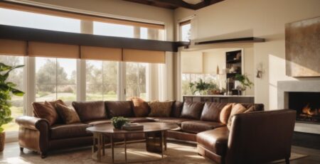 Anaheim home with opaque designer window films, sunlight filtering through