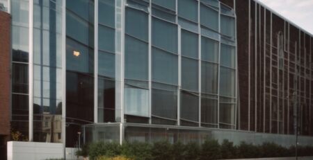 Chicago commercial building with solar control window film during summer
