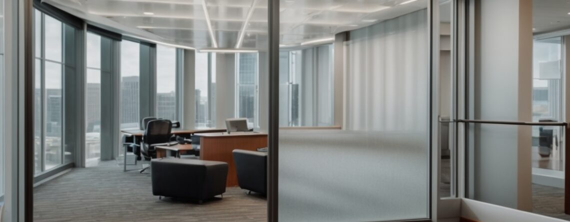 interior office in Kansas City with frosted privacy window film